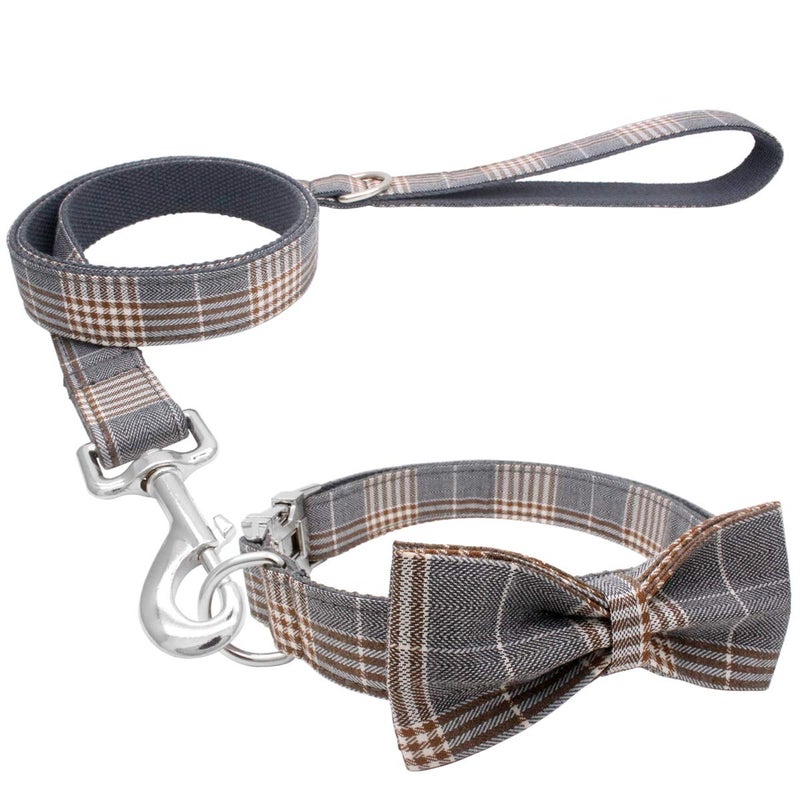 YOY Soft Comfortable Adjustable Pet Collar with Bowtie, Heavy Duty Dog Collar and Leash Set for Small Medium Large Dogs Cats, Puppy Grooming Doggy Accessories, Length 18" - 26" - Image 3